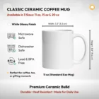 11 oz Standard White Ceramic Coffee Mug Size Measurements