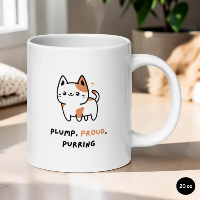 Plump, Proud, Purring – Cat Lover Mug 20 oz Front