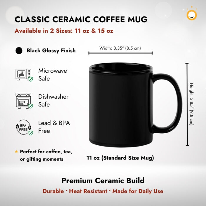 11 oz Standard Black Ceramic Coffee Mug | Joy Trends