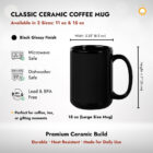 15 oz Large Black Ceramic Coffee Mug | Joy Trends