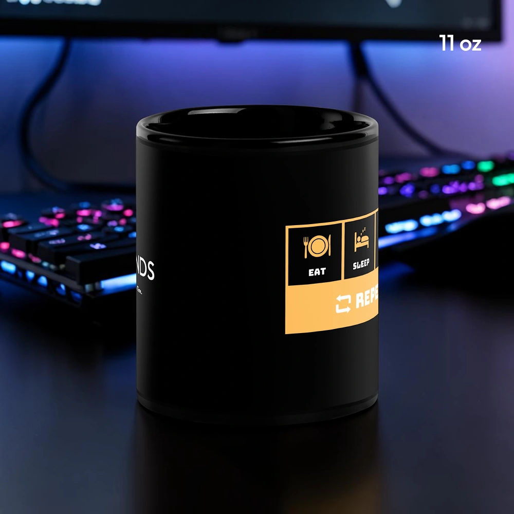 Eat Sleep Game Level Up Repeat 11oz Gaming Mug Side View