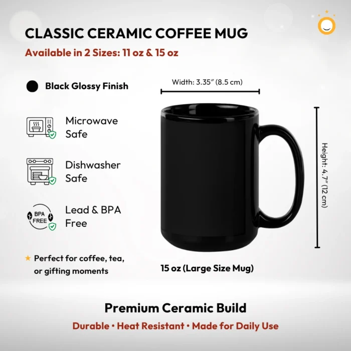 15 oz Large Black Ceramic Coffee Mug 15 oz Large Black Ceramic Coffee Mug