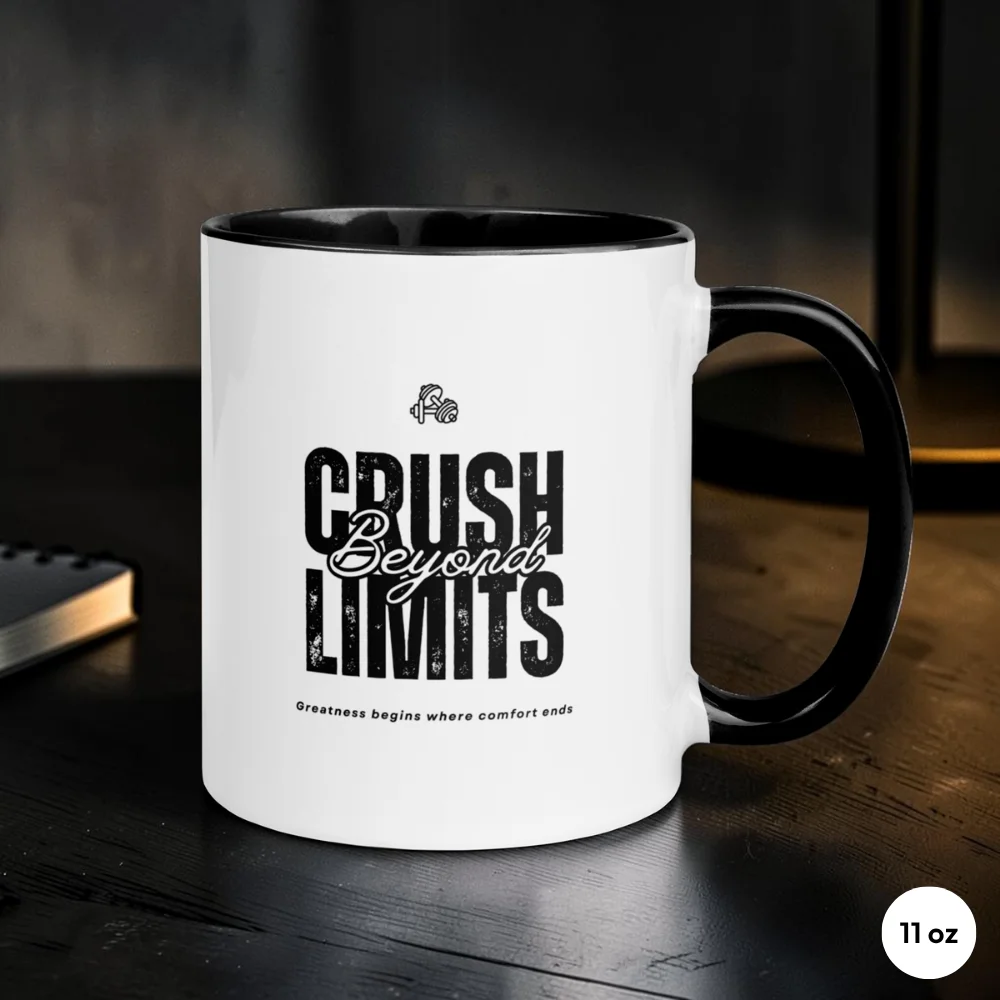 Crush Beyond Limits – Black Accent Motivational Mug 11 oz Front View
