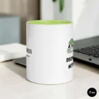 Discipline Over Motivation 11 oz Green Mug Side View