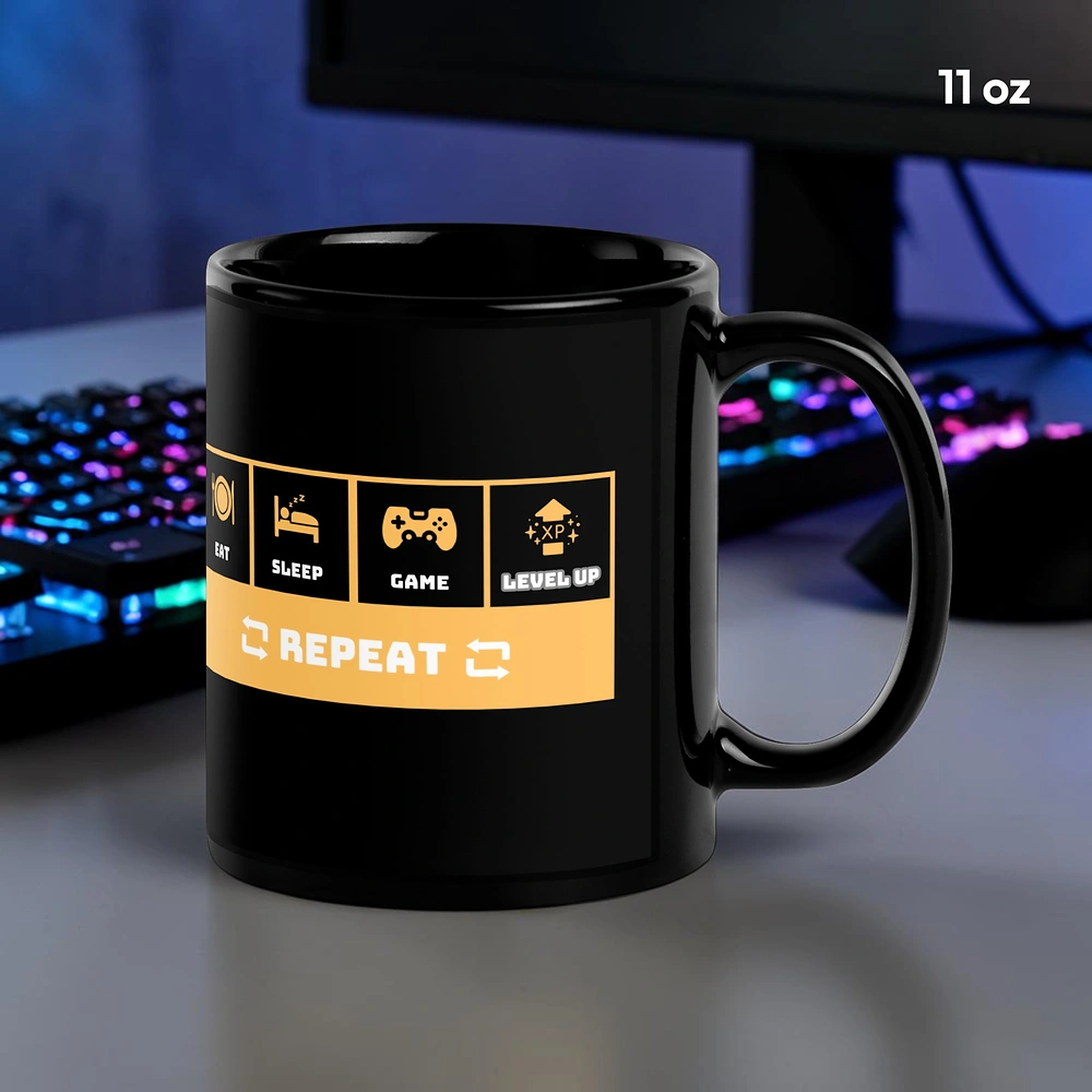 Eat Sleep Game Level Up Repeat – Gamer Coffee Mug | Gift for Gamers