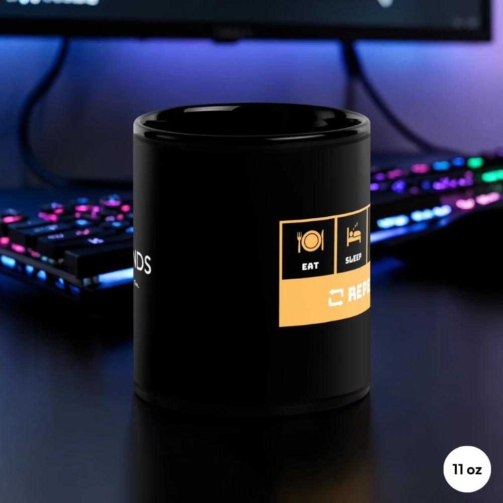 Eat Sleep Game Level Up Repeat 11oz Gaming Mug Side View