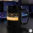 Eat Sleep Game Level Up Repeat 15 oz Gaming Mug Front View