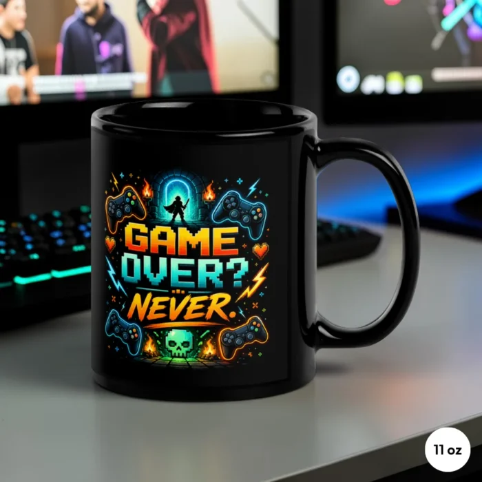 Game Over - Never Gaming Mug 11 oz Black Front View Game Over - Never Gaming Mug 11 oz Black Front View