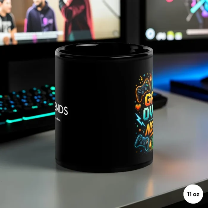 Game Over - Never Gaming Mug 11 oz Black Side View Game Over - Never Gaming Mug 11 oz Black Side View
