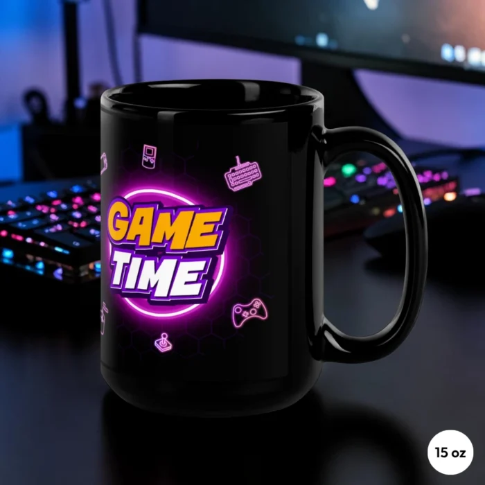 Game Time Neon 15 oz Gaming Mug Front View