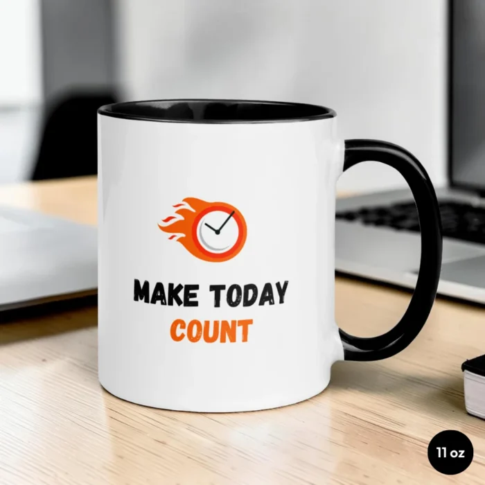 Make Today Count 11 oz Black Mug Front View