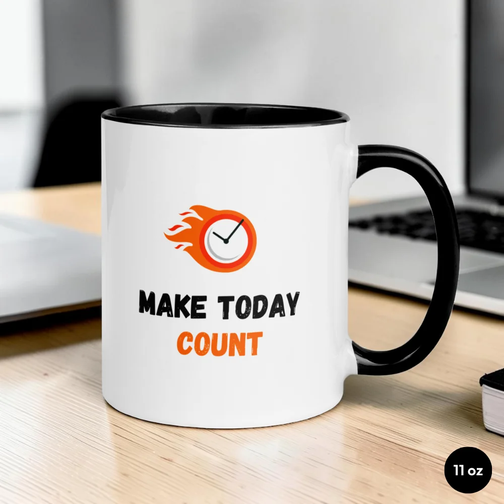 Make Today Count 11 oz Black Mug Front View