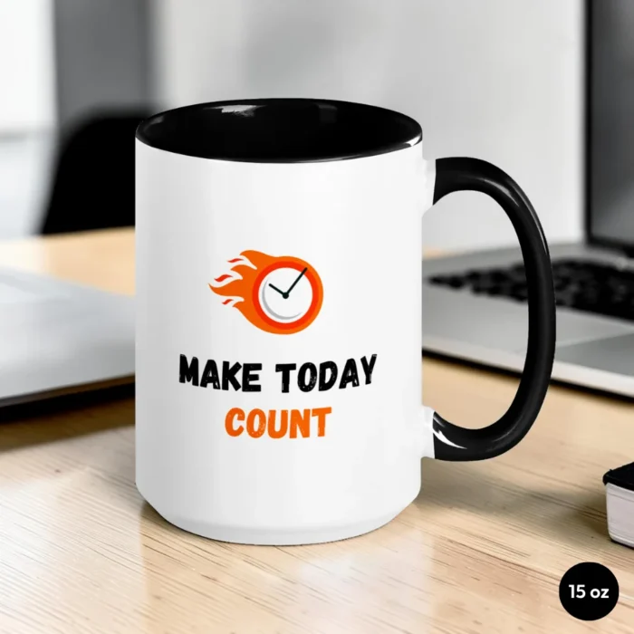 Make Today Count 15 oz Black Mug Front View