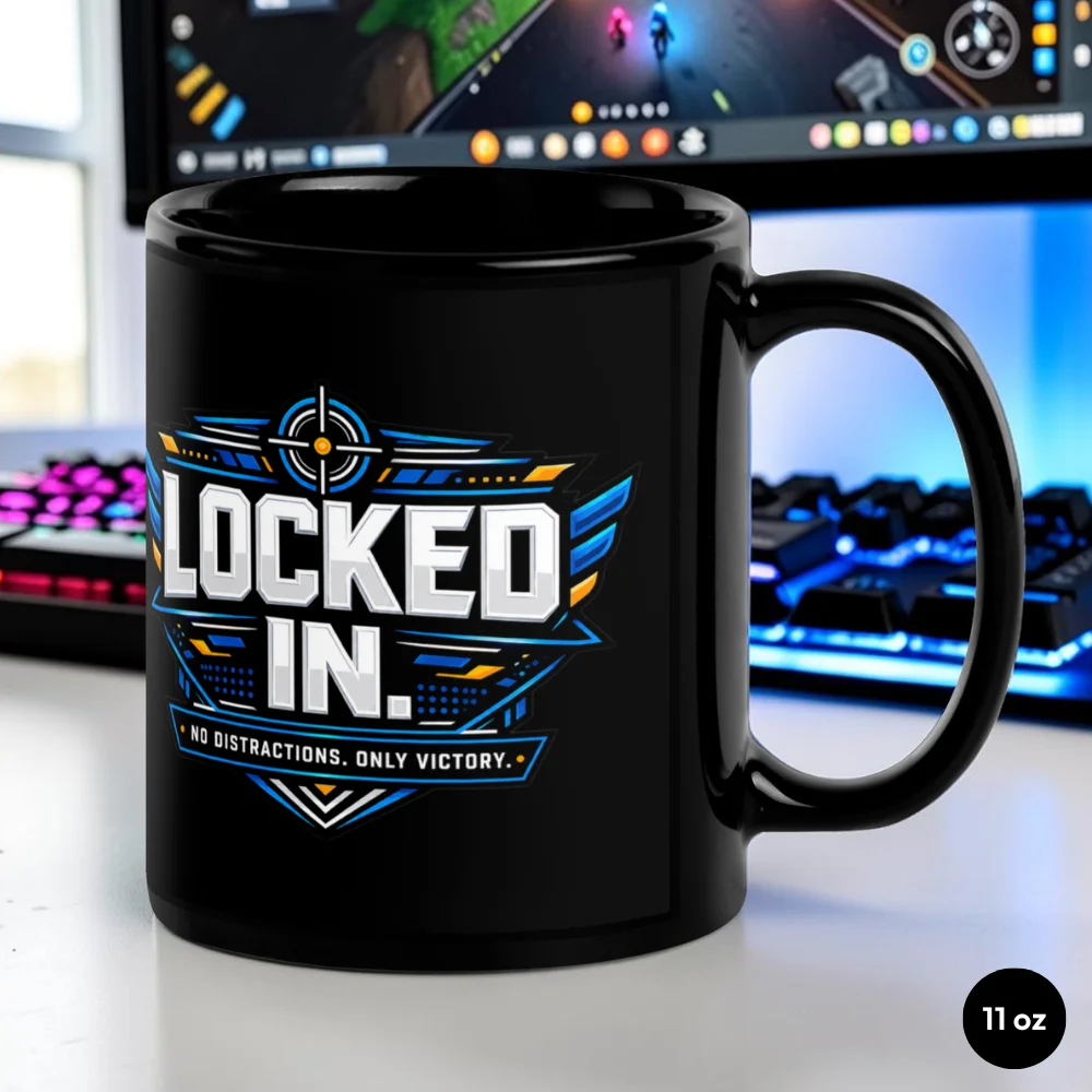 Locked In Black Glossy Mug 11 oz Front View