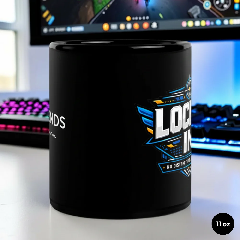 Locked In Black Glossy Mug 11 oz Side View
