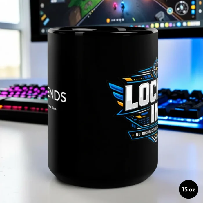 Locked In Black Glossy Mug 15 oz Side View